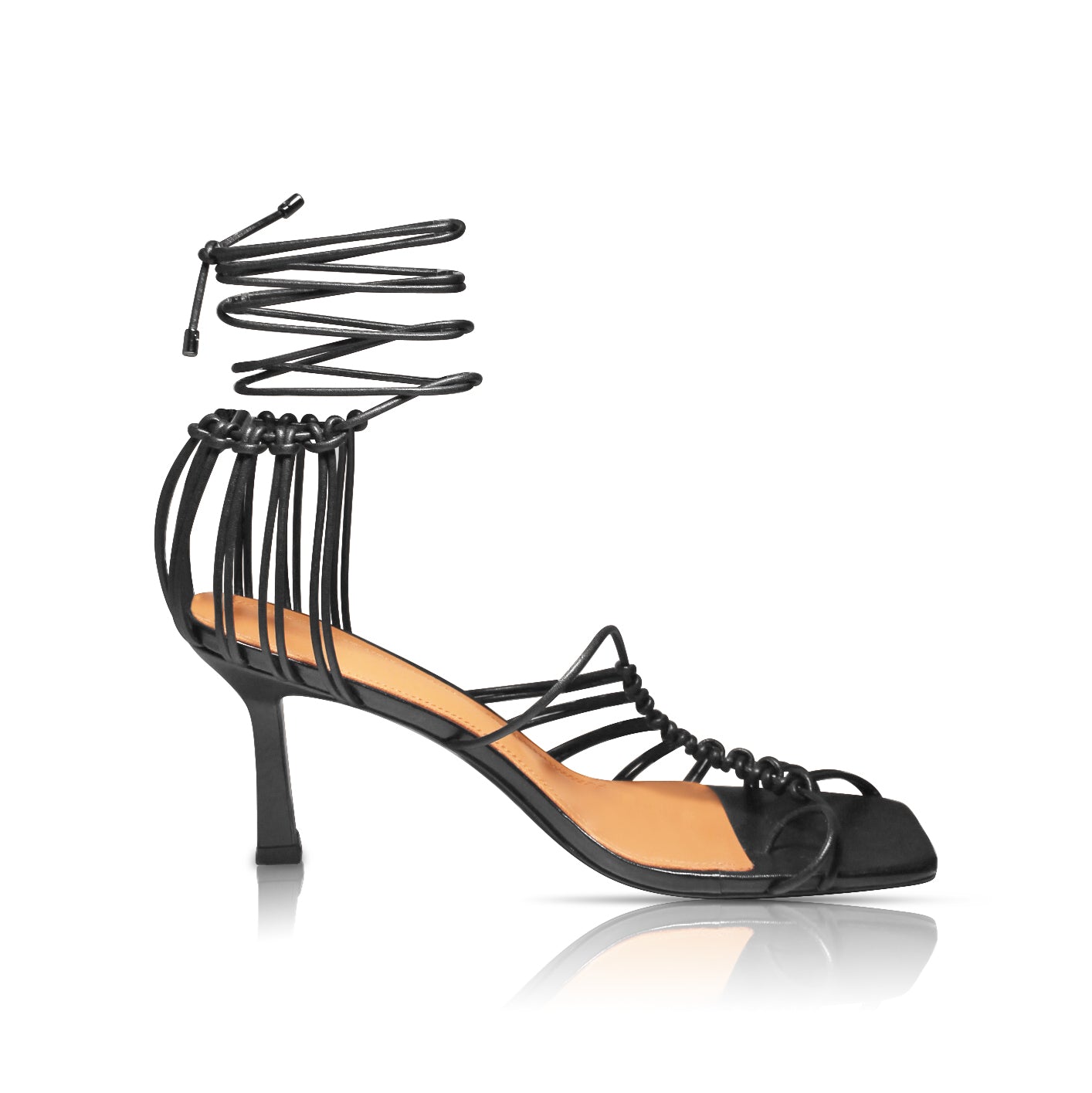 SIMIJAH 85MM FLUTED SANDAL IN BLACK