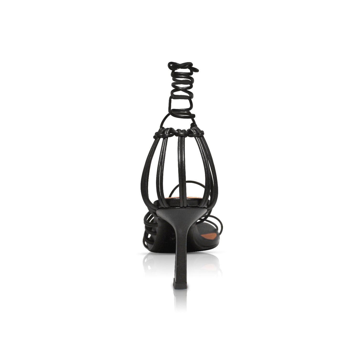SIMIJAH 85MM FLUTED SANDAL IN BLACK